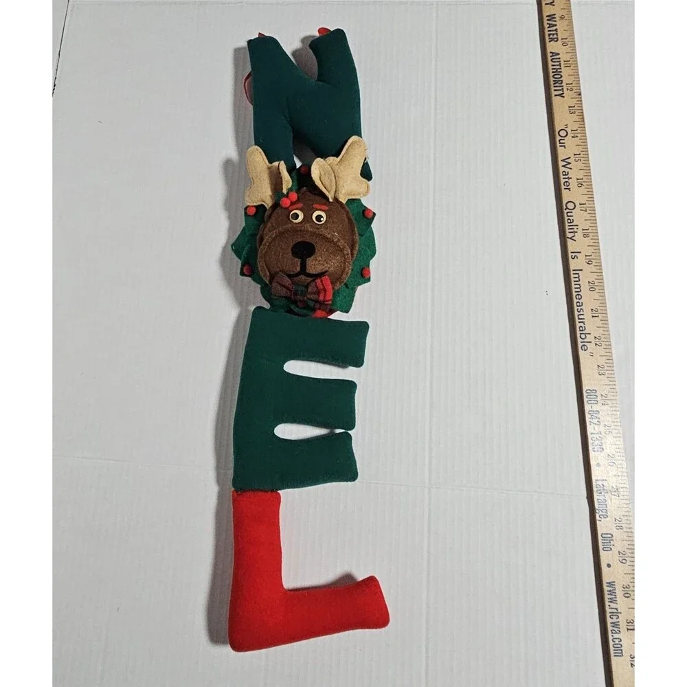 Vintage NOEL Reindeer 3D Sign Letters Fabric Wall Door Hanging Decor 22